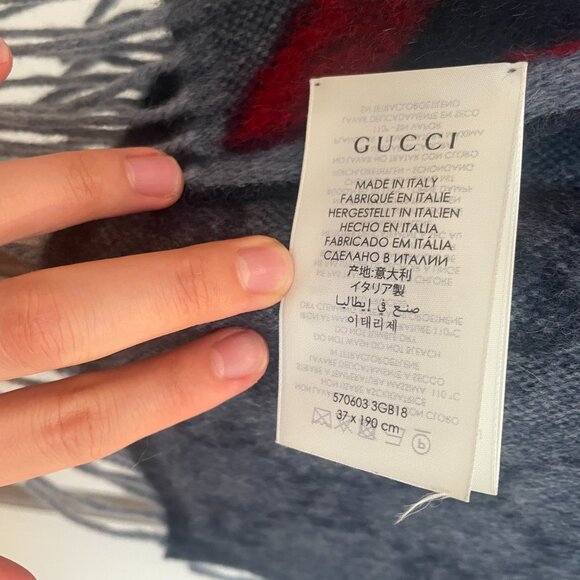 Gucci Wool and Alpaca Fringed Nikky Scarf Authentic - Picture 6 of 6